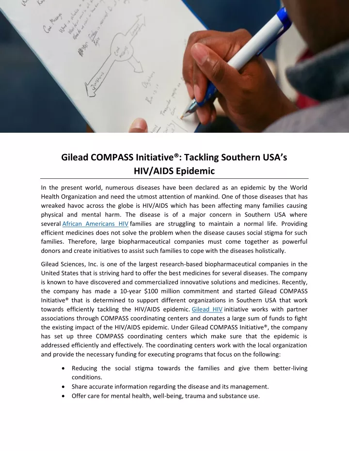 gilead compass initiative tackling southern