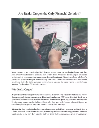 are banks oregon the only financial solution