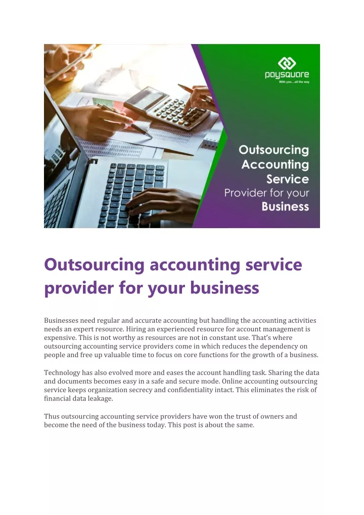 outsourcing accounting service provider for your