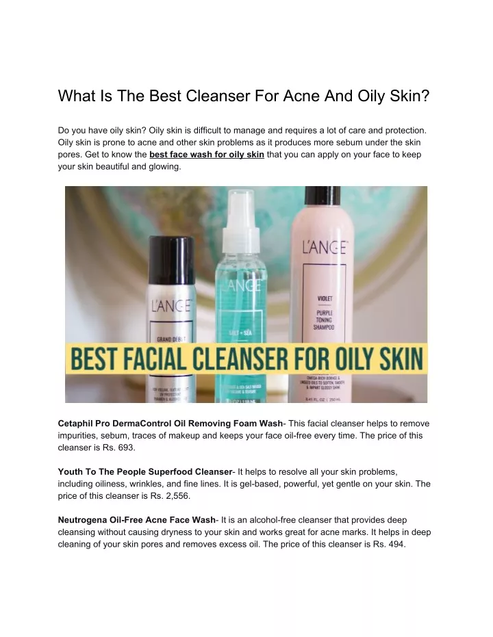 what is the best cleanser for acne and oily skin