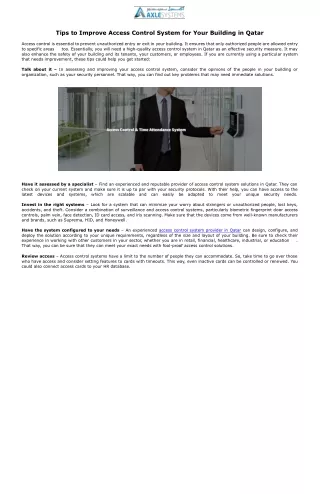 tips to improve access control system for your