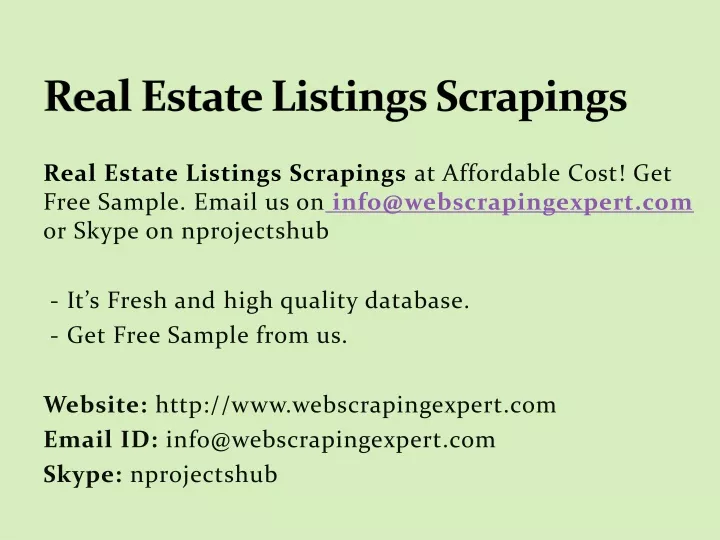 real estate listings scrapings
