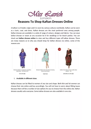 reasons to shop kaftan dresses online