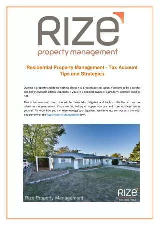 residential property management tax account tips