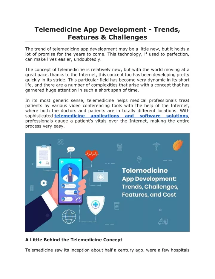 telemedicine app development trends features