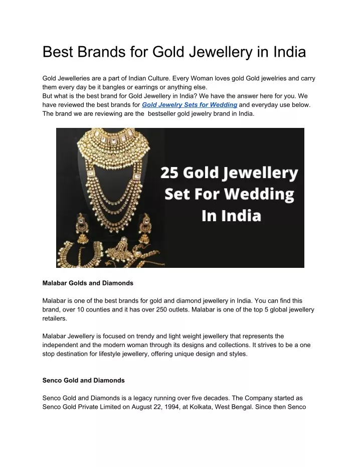 best brands for gold jewellery in india