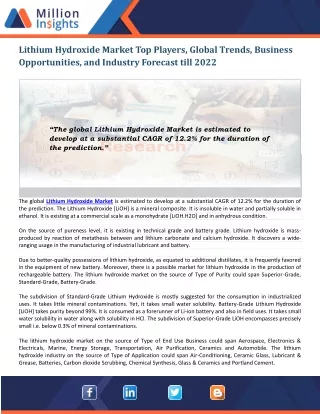 lithium hydroxide market top players global
