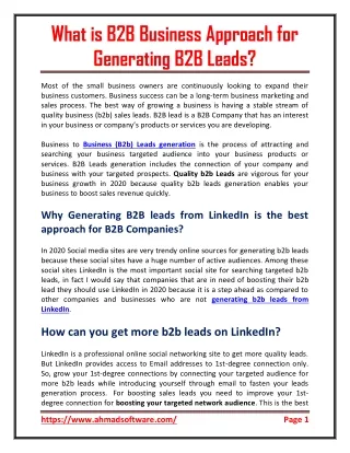 what is b2b business approach for generating