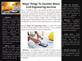 Major Things To Consider About Civil Engineering Services