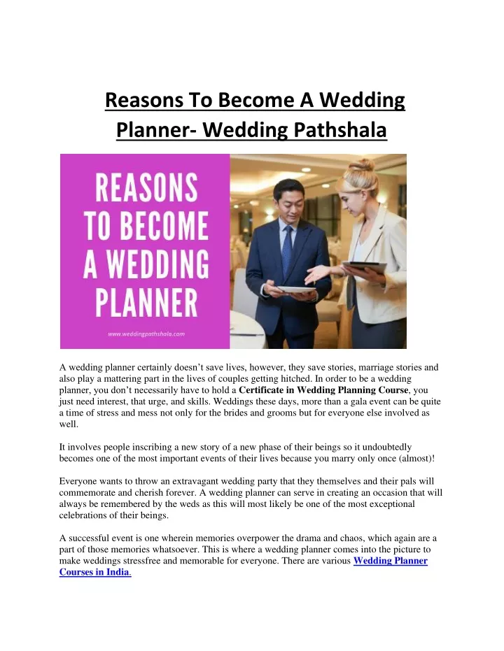 reasons to become a wedding planner wedding
