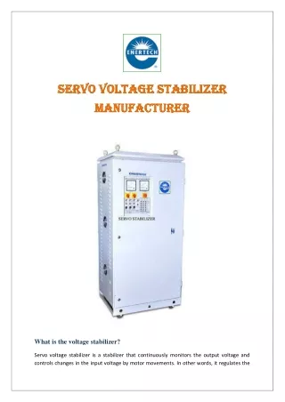 Servo voltage stabilizer manufacturer