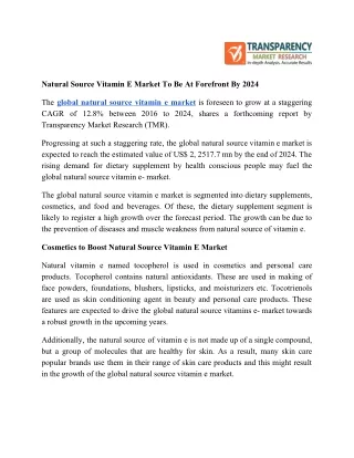 natural source vitamin e market