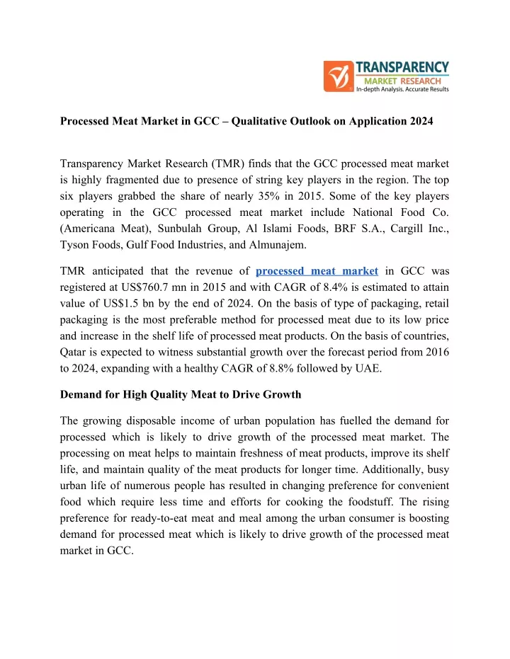 processed meat market in gcc qualitative outlook