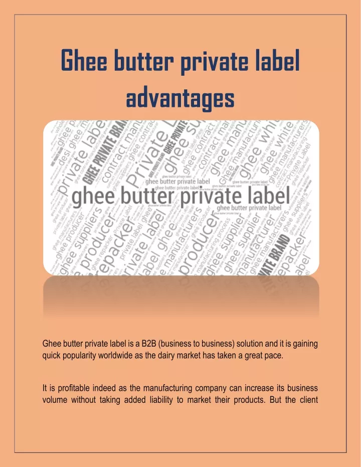 ghee butter private label advantages