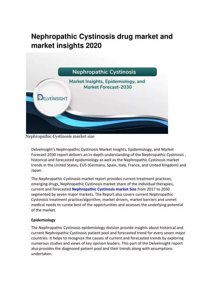 nephropathic cystinosis drug market and market