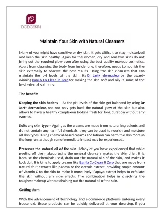 maintain your skin with natural cleansers