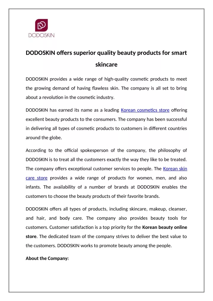 dodoskin offers superior quality beauty products