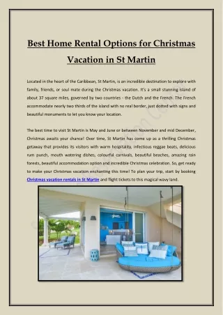 Best Home Rental Options for Christmas Vacation in St Martin