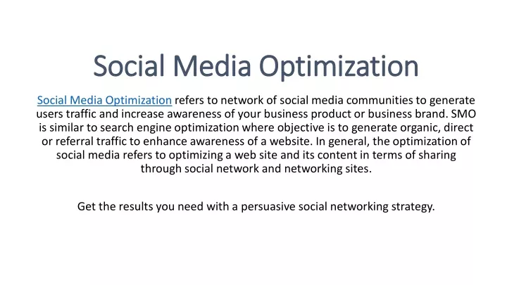 social media optimization social media