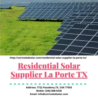 Residential Solar Supplier La Porte TX | Solar Panel Supplier Houston TX