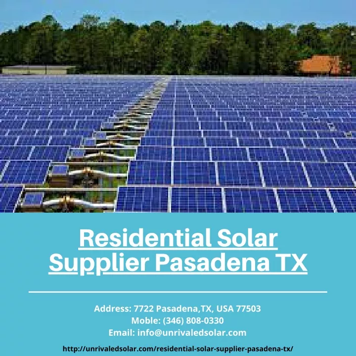 residential solar supplier pasadena tx