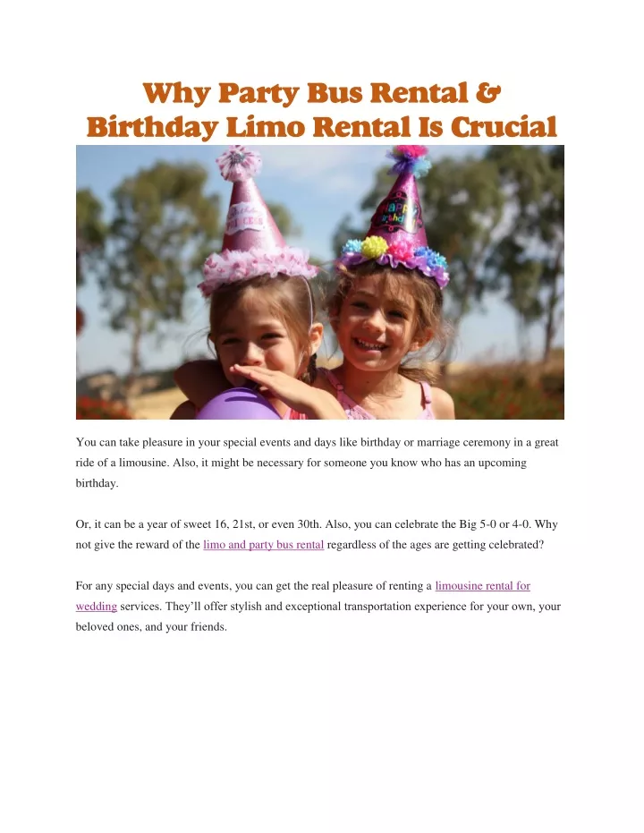 why party bus rental birthday limo rental