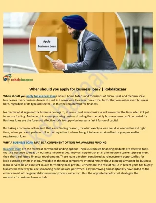 when should you apply for business loan