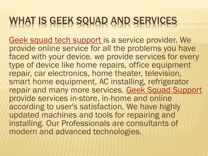 what is geek squad and services