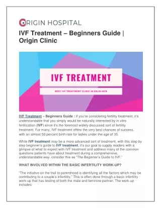 ivf treatment beginners guide origin clinic