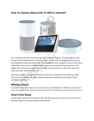 how to connect alexa echo to wifi or internet