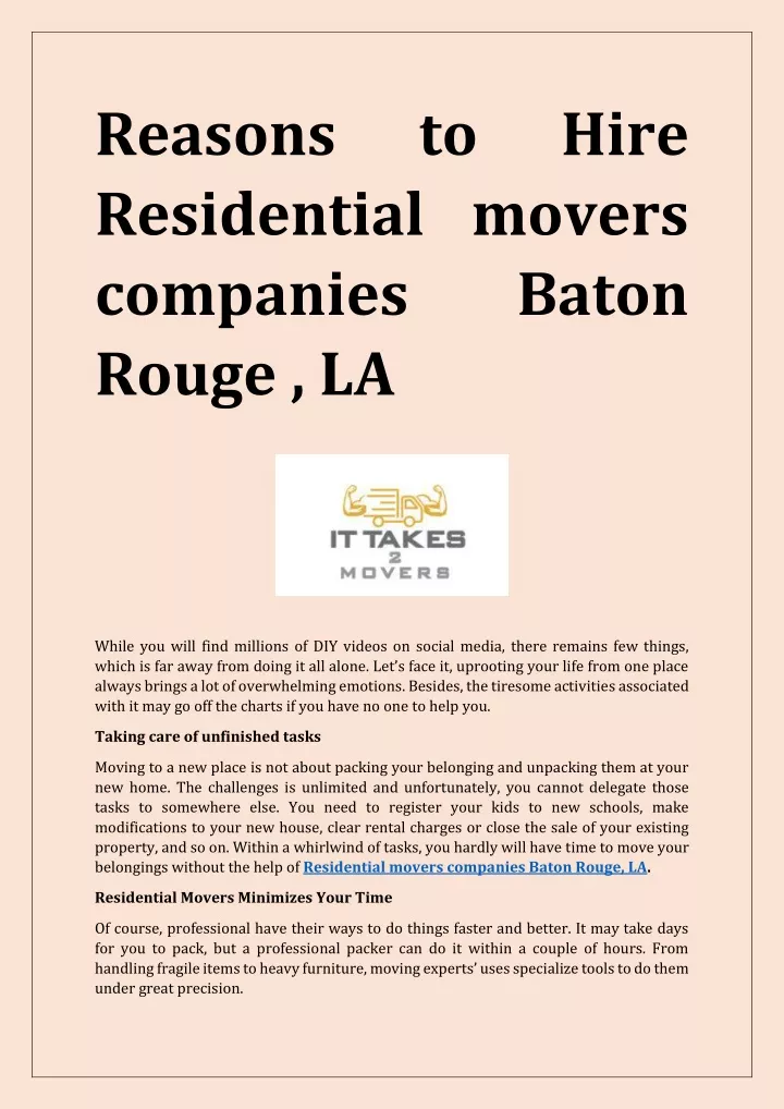 reasons residential movers companies rouge la
