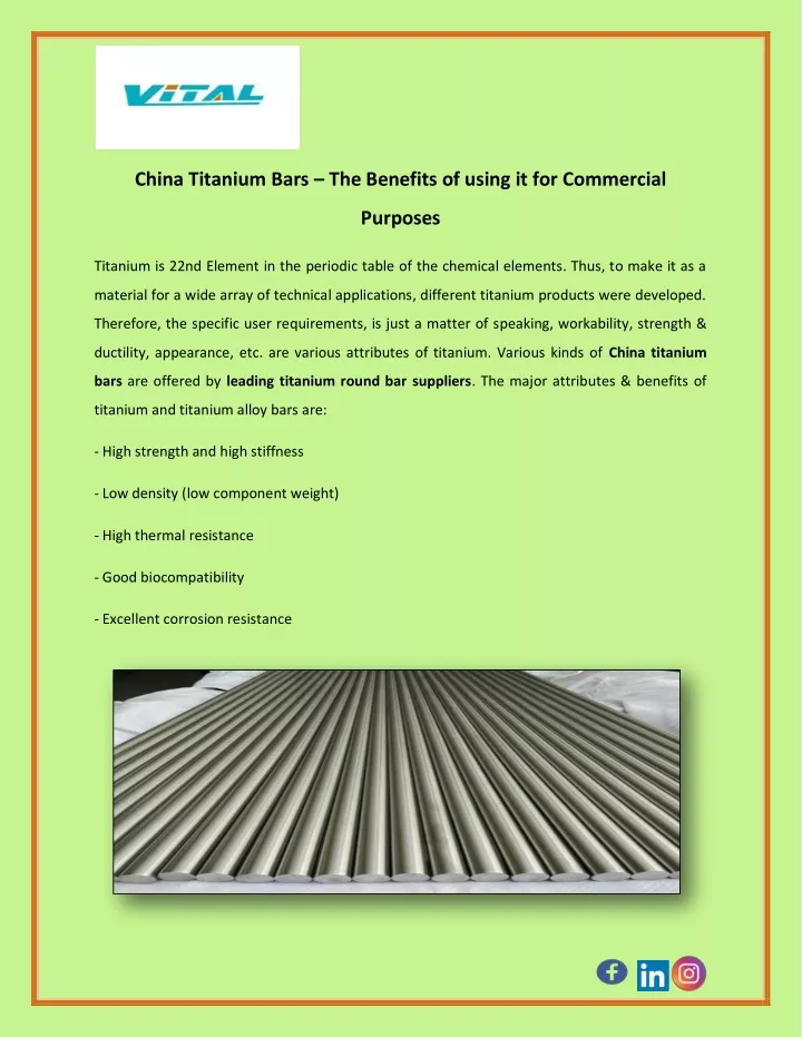 china titanium bars the benefits of using