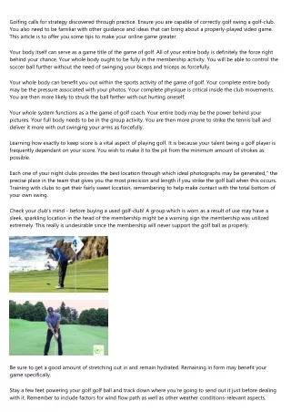 golfing calls for strategy discovered through