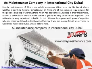 Ac Maintenance Company In International City Dubai