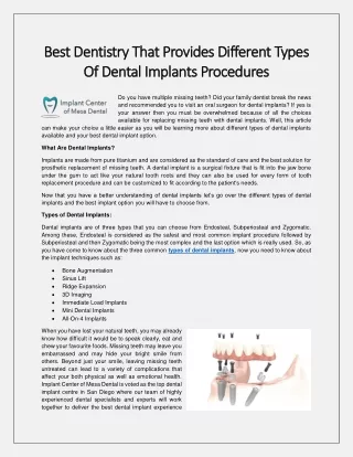PPT - A Complete Guide to the Different Types of Dental Implants ...