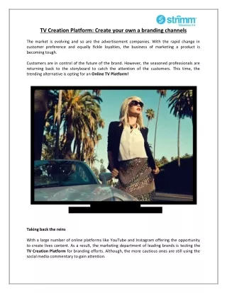 tv creation platform create your own a branding