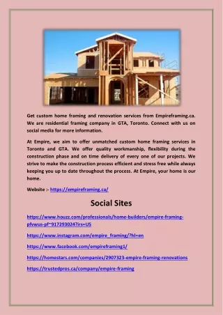 get custom home framing and renovation services