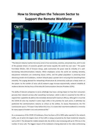how to strengthen the telecom sector to support