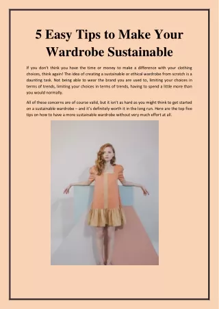 5 Easy Tips to Make Your Wardrobe Sustainable
