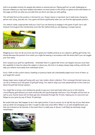golf is an excellent activity for people