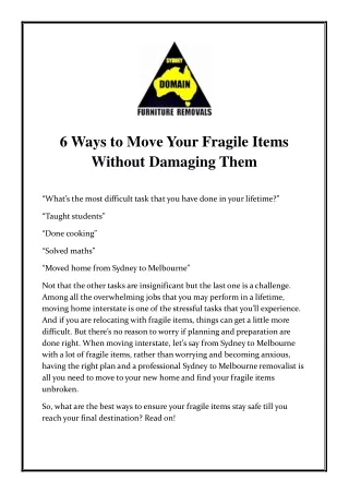 6 ways to move your fragile items without