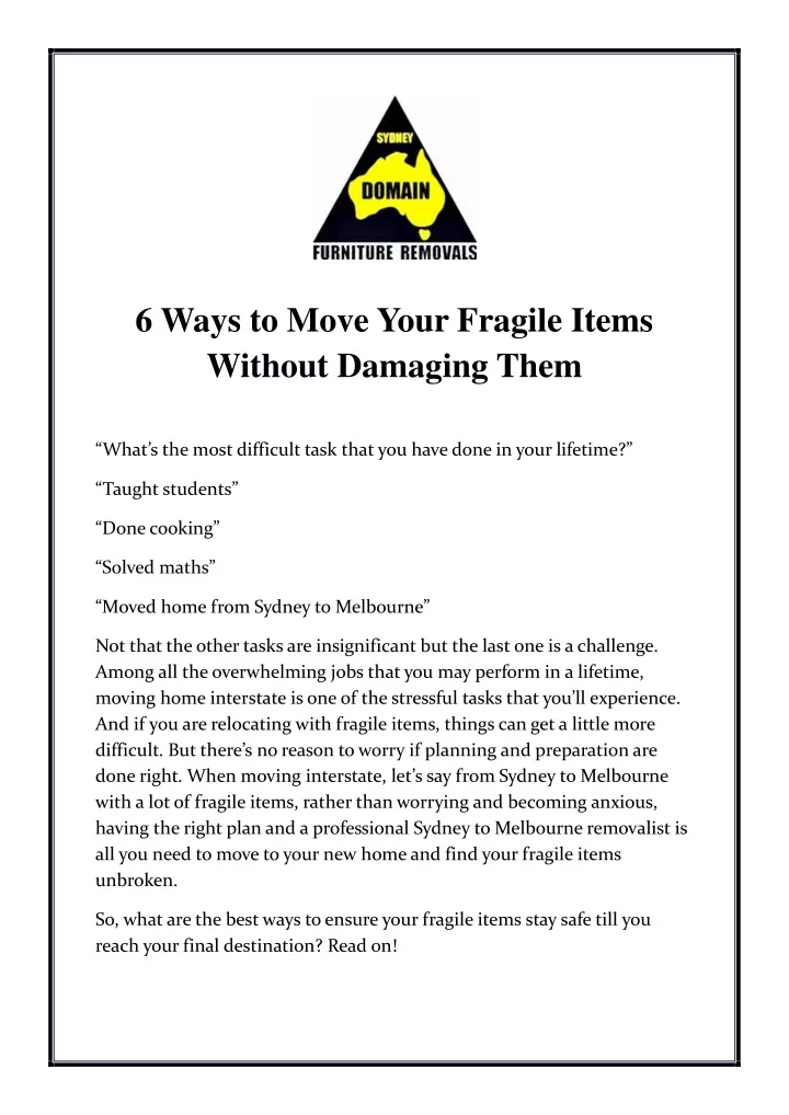 6 ways to move your fragile items without