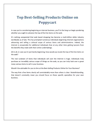Top Best-Selling Products Online on Peppycart