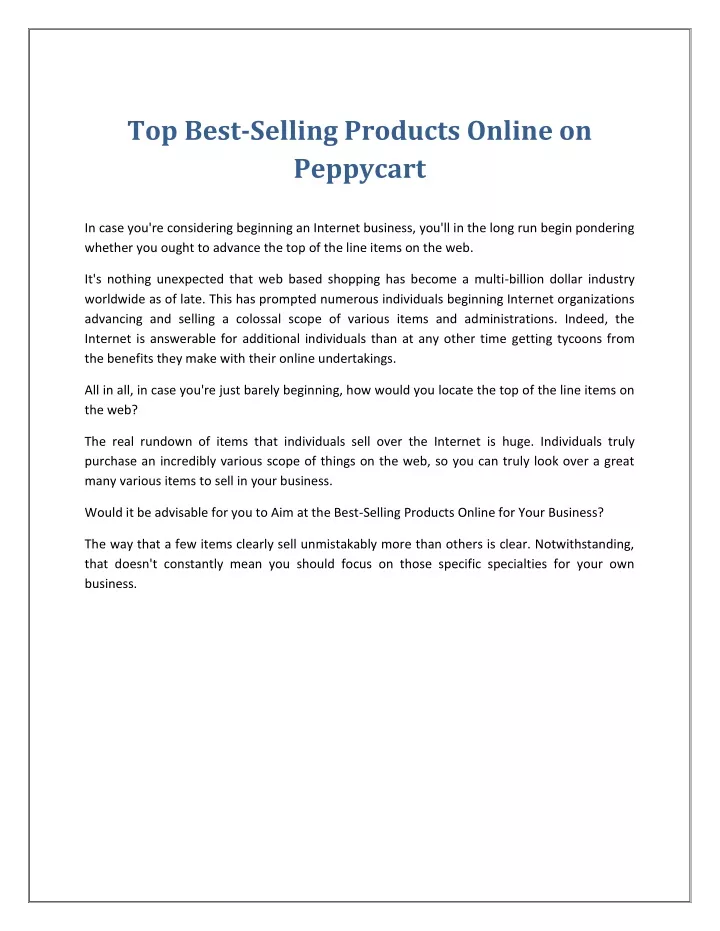 top best selling products online on peppycart