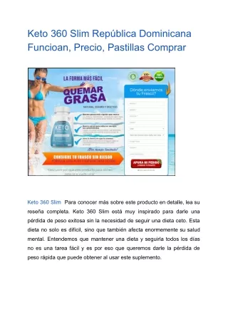 Keto 360 Slim República Dominicana Funcioan, Precio, Pastillas Comprar