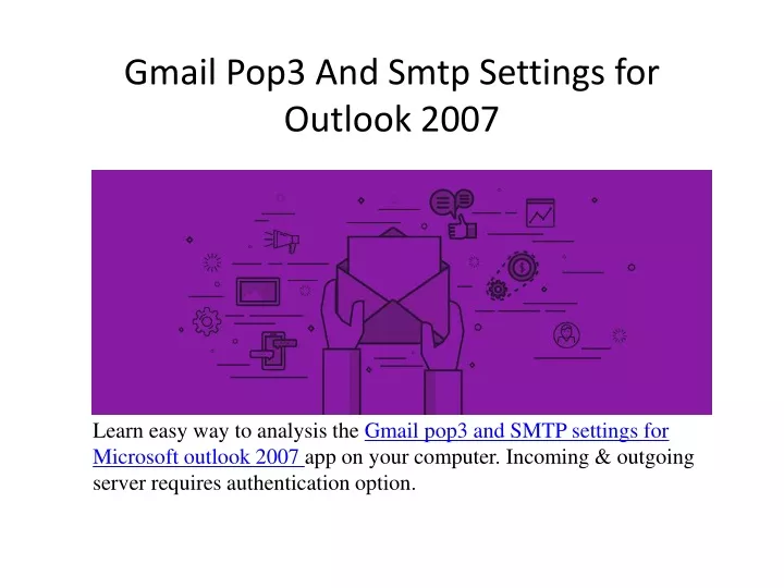 gmail pop3 and smtp settings for outlook 2007