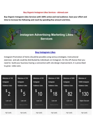 Buy Organic Instagram Likes Services - sktmed.com