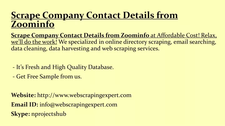 scrape company contact details from zoominfo
