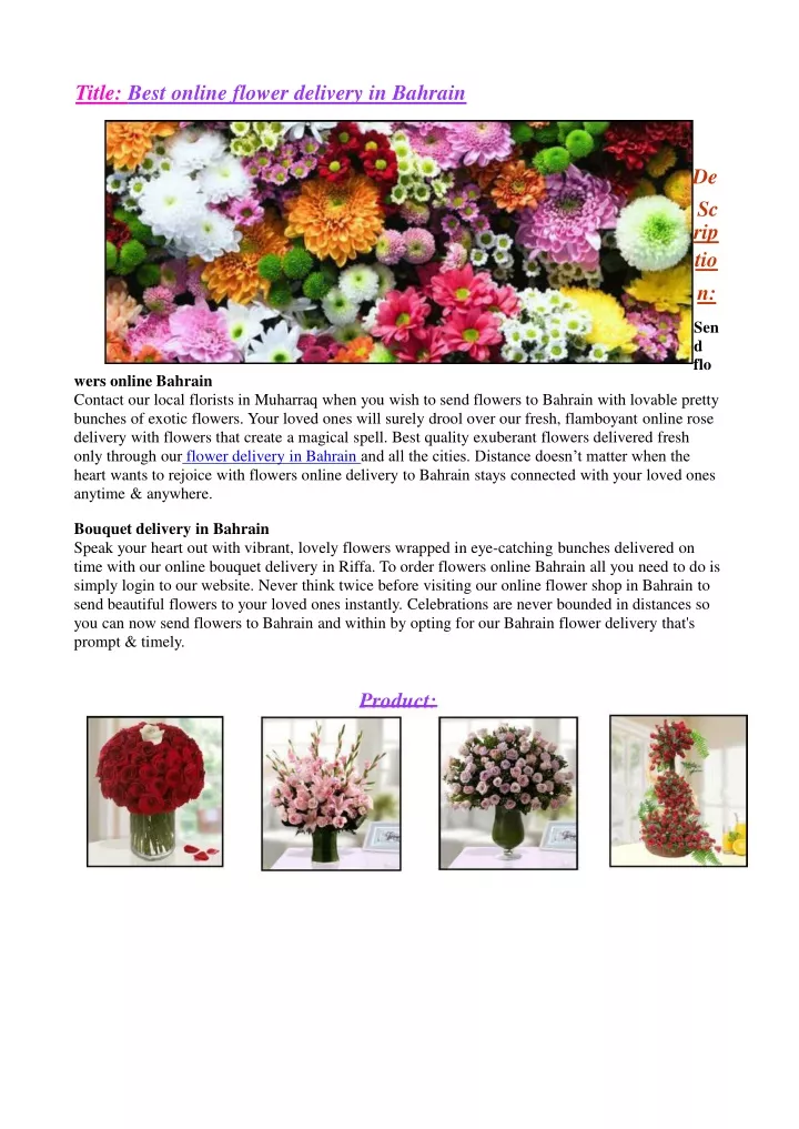 title best online flower delivery in bahrain