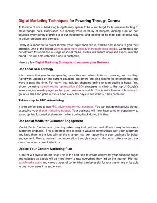 digital marketing techniques for powering through